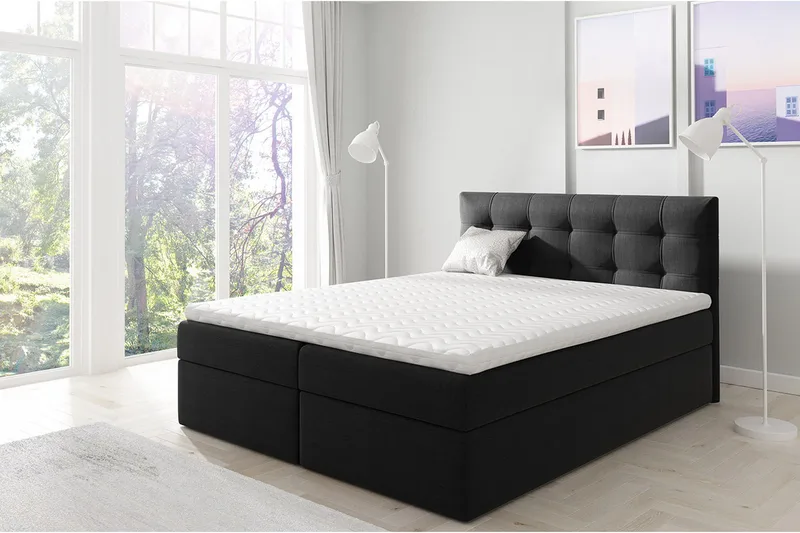 Skaftå Kontinentalsäng 120x200 Svart/Vit - Svart/Vit - Products - Möbler - Säng - Säng med förvaring