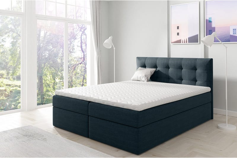 Skaftå Kontinentalsäng 200x200 cm - Svart/Blå/Grå/Vit - Products - Möbler - Säng - Säng med förvaring