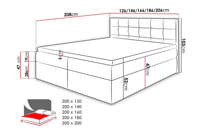 Skaftå Kontinentalsäng 200x200 cm - Svart/Vit - Products - Möbler - Säng - Säng med förvaring
