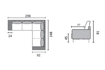 Akron Hörnsoffa Bondedläder - Mörkgrå - Products - Möbler - Soffa - Skinnsoffa