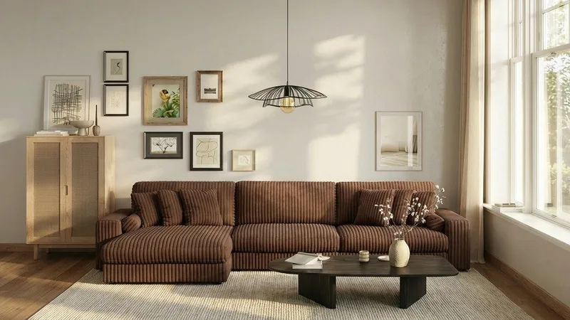 Arken Lyx 6-sits Vändbar L-formad Djup Divansoffa i Manchester - Mörkbrun - Products - Möbler - Soffa - Divansoffa & schäslongsoffa