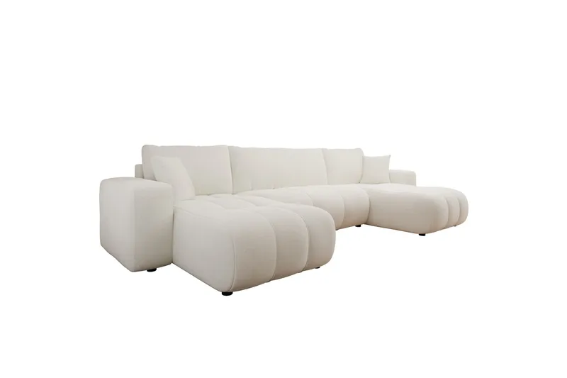Flo Bäddsoffa Dubbeldivan 4-sits i Plysch, Vit