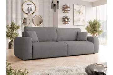 Barile Bäddsoffa 3-sits i Plysch - Grå - Products - Möbler - Soffa - Bäddsoffa - 3 sits bäddsoffa