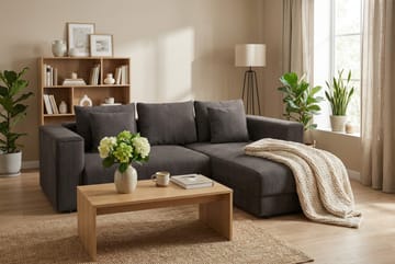 Bergen Extra djup 3-sits Bäddsoffa med Divan och Bäddmadrass i Memoryskum och Tvättbar klädsel - Taupe - Products - Möbler - Soffa - Bäddsoffa - Bäddsoffa divan