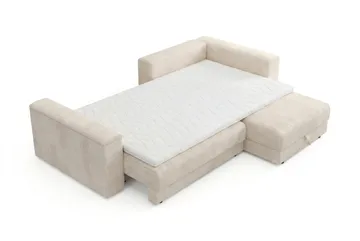 Bergen Extra djup 3-sits Bäddsoffa med Divan och Bäddmadrass i Polyesterskum och Tvättbar klädsel - Beige - Products - Möbler - Soffa - Bäddsoffa - Bäddsoffa divan