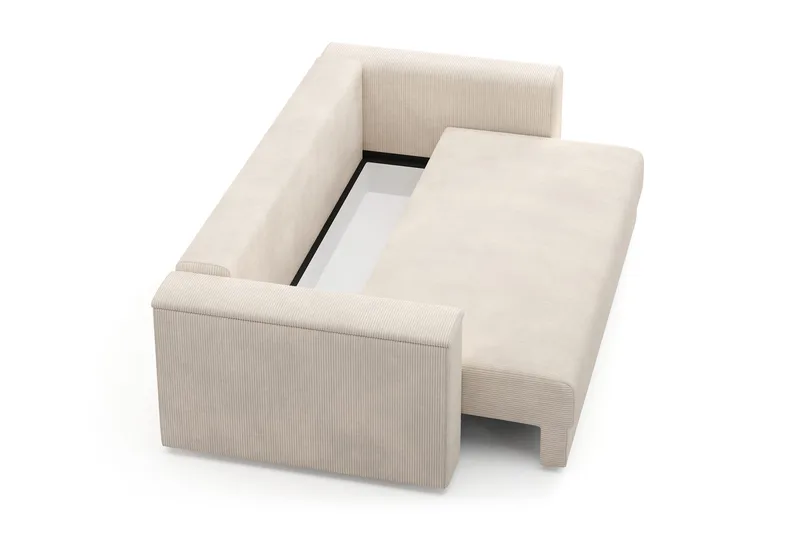Bergen Extra Djup Framåtbäddad 3-sits Bäddsoffa med förvaring i manchester - Beige - Products - Möbler - Soffa - Bäddsoffa - 3 sits bäddsoffa