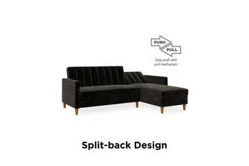 Celine 3-sits Divanbäddsoffa Sammet/Svart - Dorel Home - Products - Möbler - Soffa - Bäddsoffa - Bäddsoffa divan