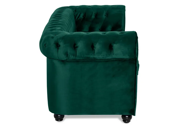 Chesterfield Lyx 3-sits Framåtbäddad bäddsoffa i sammet - Mörkgrön / Grön - Products - Möbler - Soffa - Bäddsoffa - 3 sits bäddsoffa