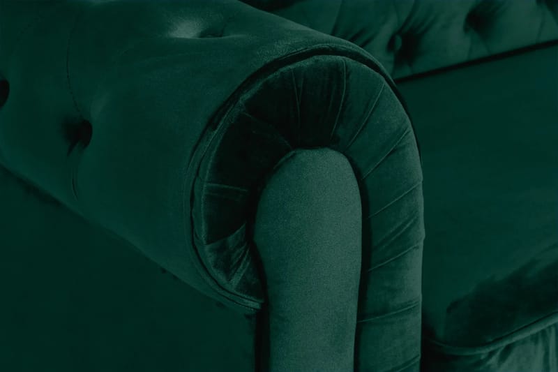 Chesterfield Lyx 3-sits Framåtbäddad Bäddsoffa med HVILA Bäddmadrass 140x200 cm Latex med Tvättbar klädsel - Grön/Vit - Products - Möbler - Soffa - Bäddsoffa - 3 sits bäddsoffa