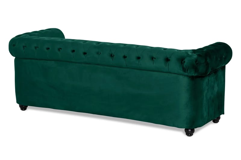 Chesterfield Lyx 3-sits Framåtbäddad Bäddsoffa med HVILA Bäddmadrass 140x200 cm Polyesterskum Vändbar Sommar & Vintersida och Tvättbar klädsel - Grön/Vit - Products - Möbler - Soffa - Bäddsoffa - 3 sits bäddsoffa