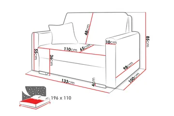 Denegal 2-sits liten bäddsoffa i Sammet - Beige - Products - Möbler - Soffa - Bäddsoffa - 2 sits bäddsoffa