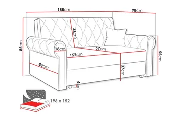 Denegal 2-sits liten bäddsoffa i Plysch - Blå - Products - Möbler - Soffa - Bäddsoffa - 2 sits bäddsoffa
