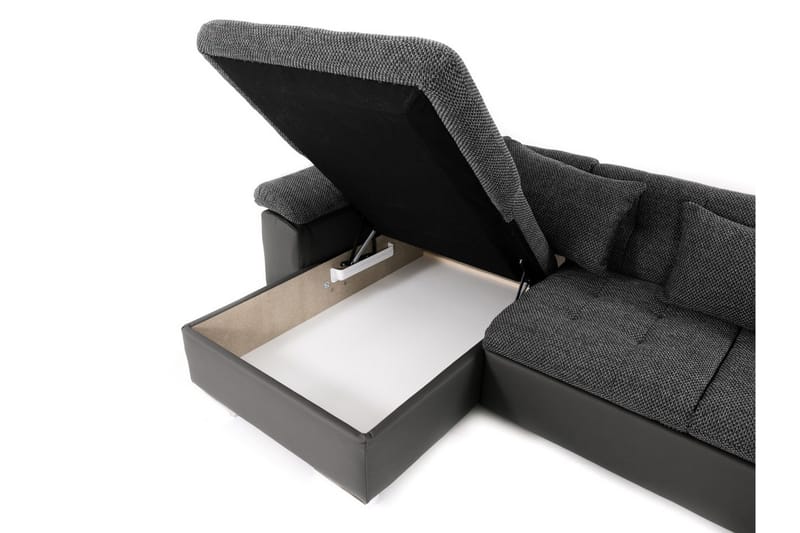 Dynir Hörnbäddsoffa Divan med Förvaring Höger - Vit/Ljusgrå - Products - Möbler - Soffa - Bäddsoffa - Bäddsoffa längsbäddad