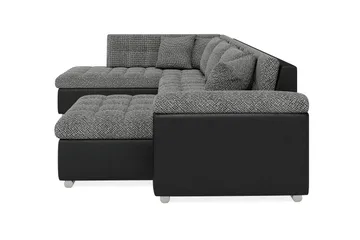 Dynir Stor Hörnbäddsoffa Divan med Förvaring Höger 350 cm - Svart / Grå - Products - Möbler - Soffa - Bäddsoffa - Bäddsoffa längsbäddad