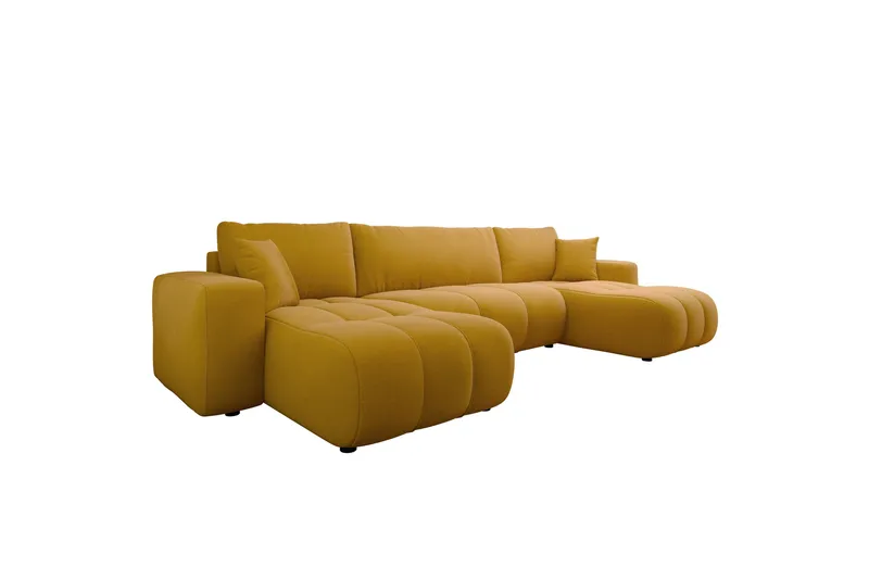 Flo Bäddsoffa Dubbeldivan 4-sits i Plysch - Beige - Products - Möbler - Soffa - Bäddsoffa - U bäddsoffa