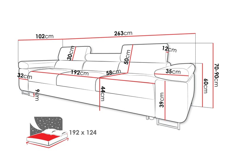 Gabina Bäddsoffa 3-sits i Manchester - Beige - Products - Möbler - Soffa - Bäddsoffa - 3 sits bäddsoffa