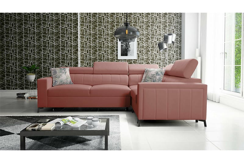 Galbally 3-sits Hörnbäddsoffa Dark pink - Products - Möbler - Soffa - Bäddsoffa - Hörnbäddsoffa