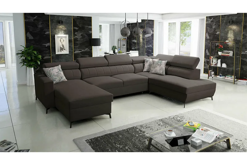 Galbally 5-sits Hörnbäddsoffa Dark brown - Products - Möbler - Soffa - Bäddsoffa - Bäddsoffa divan