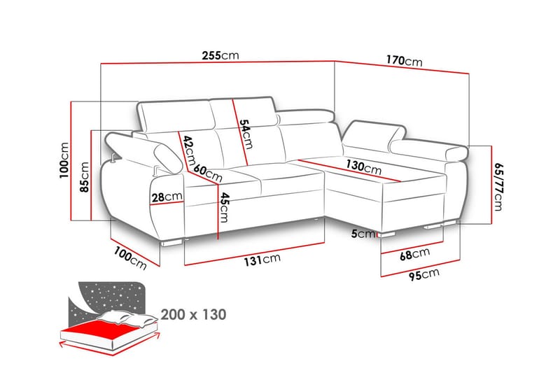Halliday Hörnsoffa Vänster - Brun - Products - Möbler - Soffa - Bäddsoffa - Bäddsoffa divan