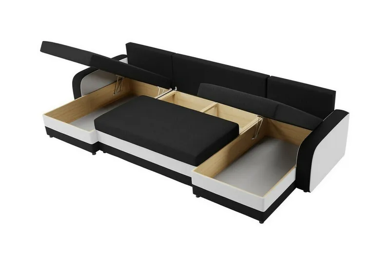 Kintore 4-sits Hörnbäddsoffa Black/Light grey - Products - Möbler - Soffa - Bäddsoffa - Hörnbäddsoffa