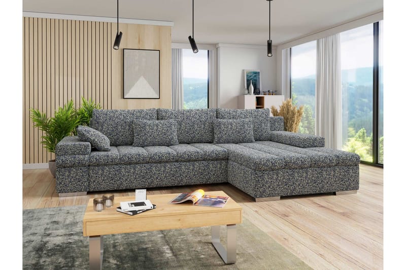 Naoma Bäddsoffa med Divan 4-sits - Marinblå - Products - Möbler - Soffa - Bäddsoffa - Bäddsoffa divan