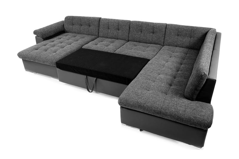 Niko U-Bäddsoffa 350x205x76 cm Divan Höger - Vit/Grå - Products - Möbler - Soffa - Bäddsoffa - Bäddsoffa längsbäddad
