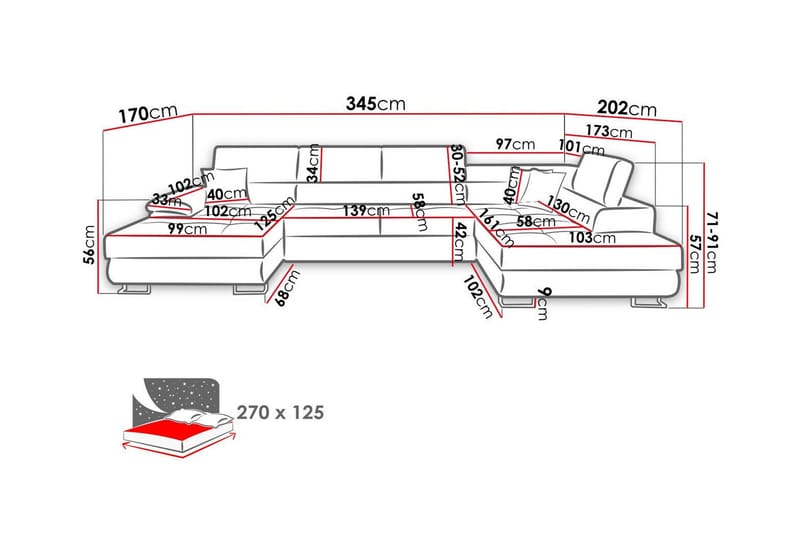 Reginia 4-sits Hörnbäddsoffa - Products - Möbler - Soffa - Bäddsoffa - Hörnbäddsoffa