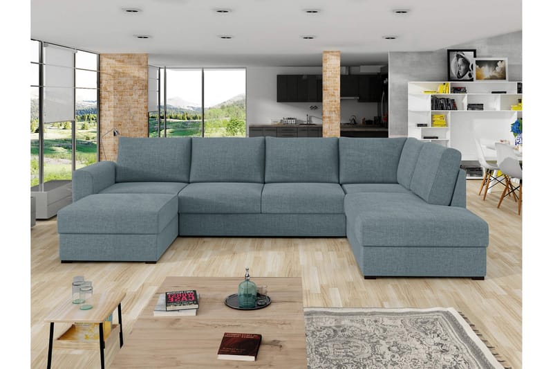Taberk Bäddsoffa med Divan och Schäslong 4-sits - Grå - Products - Möbler - Soffa - Bäddsoffa - Bäddsoffa divan