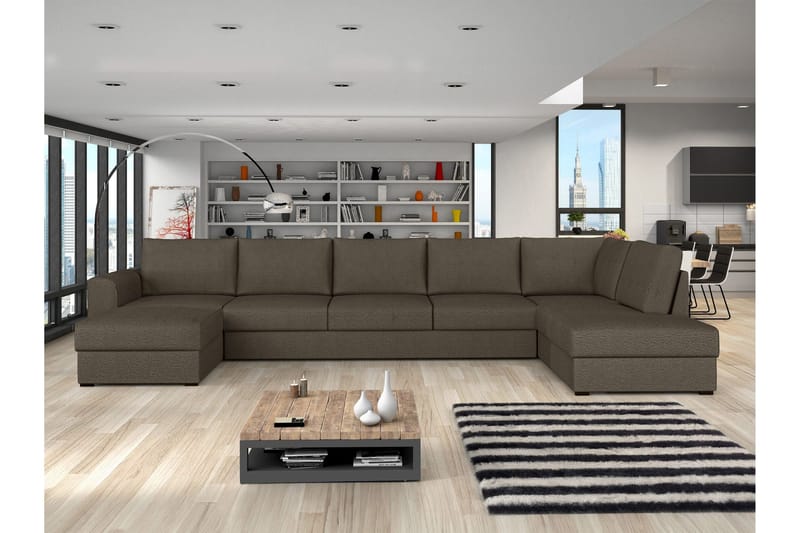 Taberk Bäddsoffa med Divan och Schäslong 5-sits - Brun - Products - Möbler - Soffa - Bäddsoffa - Bäddsoffa divan