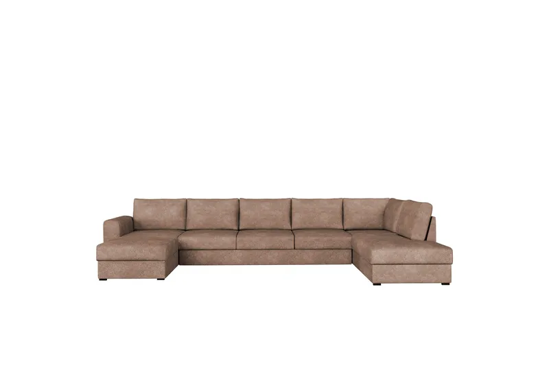 Taberk Bäddsoffa med Divan och Schäslong 5-sits i Bouclé, Rosa