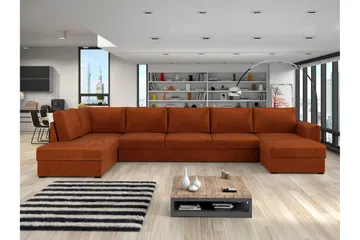 Taberk Bäddsoffa med Divan och Schäslong 5-sits i Chenille - Orange - Products - Möbler - Soffa - Bäddsoffa - Bäddsoffa divan