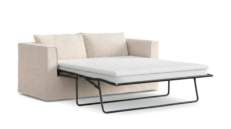 Travstad 3-sits Bäddsoffa med HVILA Bäddmadrass 140x200 cm Memoryskum med Tvättbar klädsel - Beige/Vit - Products - Möbler - Soffa - Bäddsoffa - 3 sits bäddsoffa