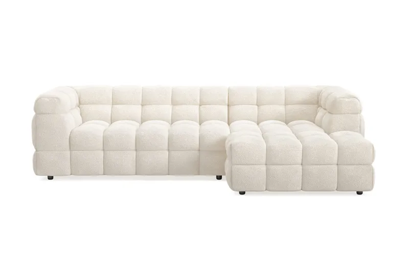 Elise 4-sits Bubblig Soffa med Divan Höger, Beige Teddy