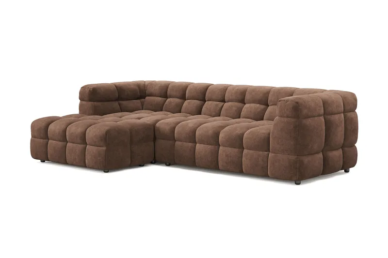 Elise 4-sits Bubblig Soffa med Divan Vänster - Brun - Products - Möbler - Soffa - Divansoffa & schäslongsoffa - 4 sits soffa med divan