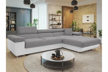 Gabina Soffa med Divan 3-sits - Grå/Vit - Products - Möbler - Soffa - Divansoffa & schäslongsoffa - 3 sits soffa med divan