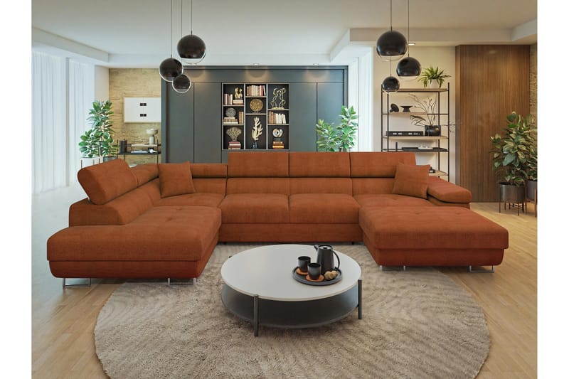 Gabina Soffa med Divan och Schäslong 4-sits - Orange - Products - Möbler - Soffa - Divansoffa & schäslongsoffa - 4 sits soffa med divan