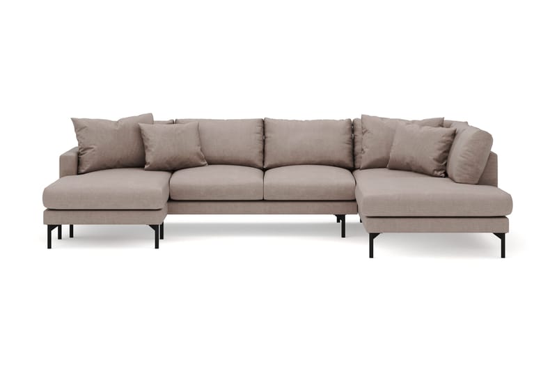Menard 4-sits Högervänd Stor U-formad Djup Soffa med Divan och Schäslong i Tyg, Brun