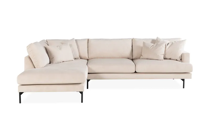 Menard 4-sits Vänstervänd L-formad Schäslongsoffa + Fotpall i Manchester - Beige - Products - Möbler - Soffa - Divansoffa & schäslongsoffa - 3 sits soffa med divan