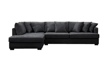 Rossita 4-sits Vänstervänd L-formad Djup Schäslongsoffa i Chenille, Svart