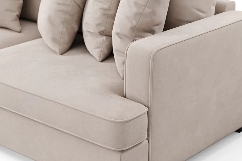 Rossita 4-sits Vänstervänd L-formad Djup Schäslongsoffa i Sammet - Beige - Products - Möbler - Soffa - Divansoffa & schäslongsoffa - 4 sits soffa med divan