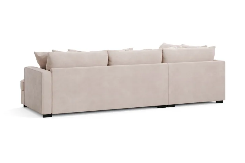 Rossita 4-sits Vänstervänd L-formad Djup Schäslongsoffa i Sammet - Beige - Products - Möbler - Soffa - Divansoffa & schäslongsoffa - 4 sits soffa med divan