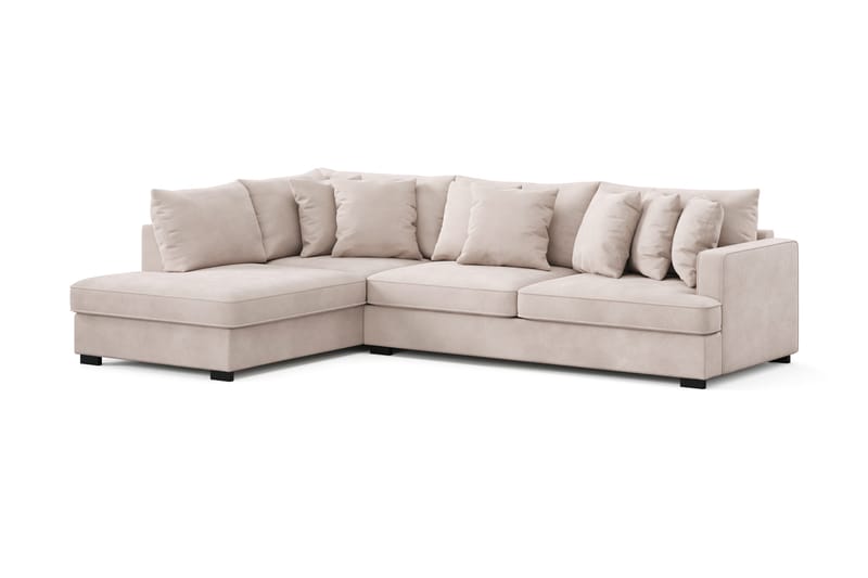 Rossita 4-sits Vänstervänd L-formad Djup Schäslongsoffa i Sammet - Beige - Products - Möbler - Soffa - Divansoffa & schäslongsoffa - 4 sits soffa med divan
