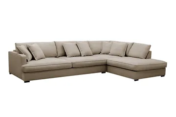 Rossita Lyx 4-sits Extra djup Soffa med Schäslong Höger - Brun Tyg - Products - Möbler - Soffa - Divansoffa & schäslongsoffa - 4 sits soffa med divan