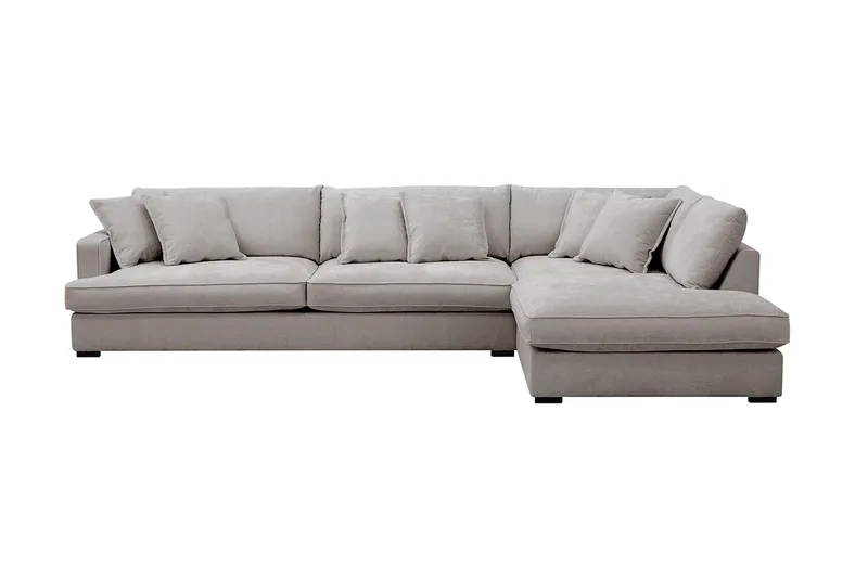Rossita Lyx 4-sits Extra djup Soffa med Schäslong H öger, Grå/Brun Chenille