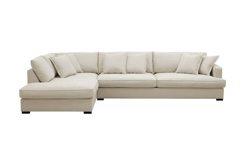 Rossita Lyx 4-sits Extra djup Soffa med Schäslong Vänster, Beige Tyg
