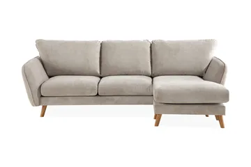 Trend Lyx 3-sits Högervänd L-formad Divansoffa i Tyg, Beige