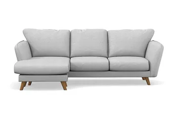 Trend Lyx 3-sits Vänstervänd L-formad Divansoffa i Tyg, Ljusgrå