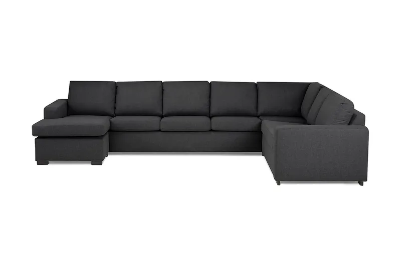 Crazy 6-sits Vänstervänd U-formad X-Large Hörnsoffa med divan i Tyg, Mörkgrå