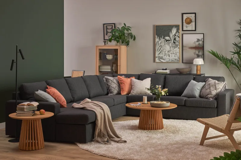 Crazy 7-sits Vändbar U-formad XX-Large Hörnsoffa med divan i Tyg - Antracit - Products - Möbler - Soffa - Hörnsoffa