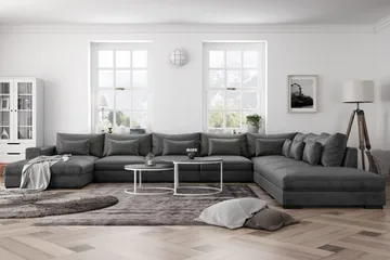 Dubai Stor U-modulsoffa med Divan Vänster Sammet 527 cm - Mörkgrå - Products - Möbler - Soffa - Modulsoffa - Komplett modulsoffa